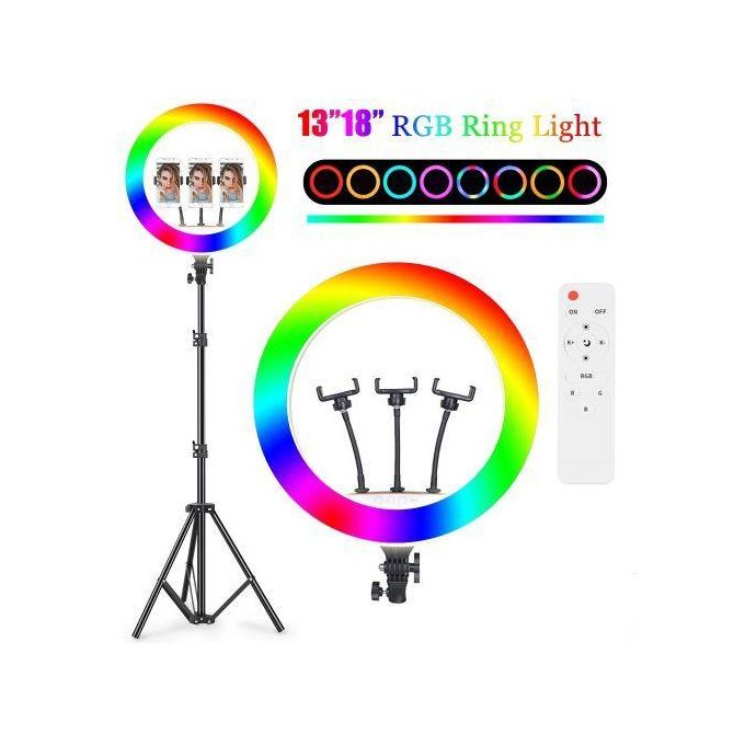 Anneau Lumineux LED Instarter 61W RGB - Bicolore 3200-7500K, écran Contrôle, Trépied Inclus | Pour Streaming, Maquillage - 2