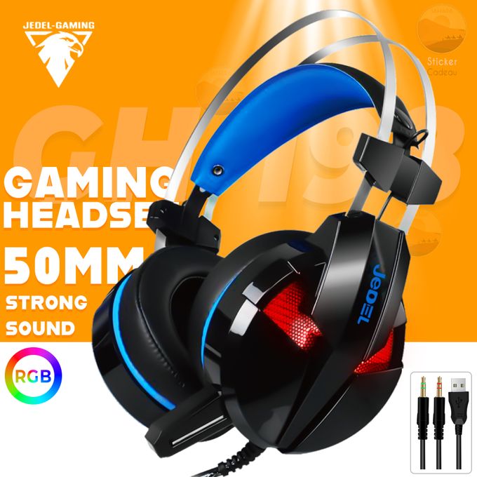 Jedel Casque Gamer casque PC 7.1  son surround Xbox playstation RGB GH-198 sticker