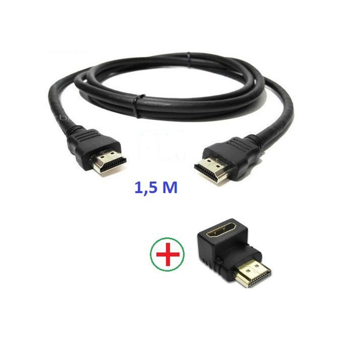 Câble HDMI Haut Débit Coudé 90 Degres Plaqué OR 1,5M Blindé - HAMA - NEUF