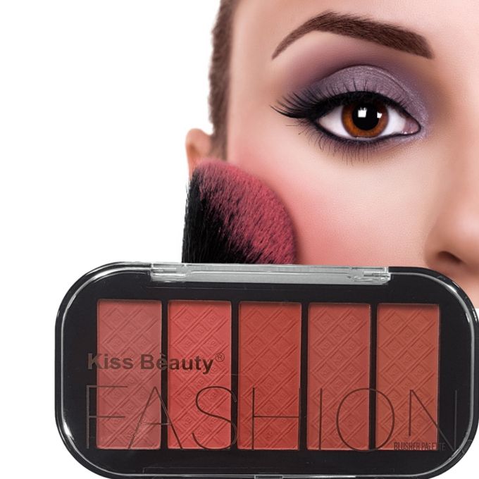 Kiss Beauty Palette Blush 5 Couleurs, Naturel Et Longue Tenue, Maquillage Sueur Pour Femme