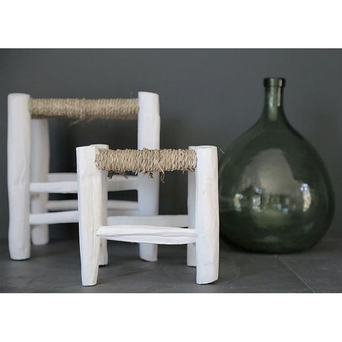 Tabouret Marocain en bois de Laurier et feuilles de Palmier