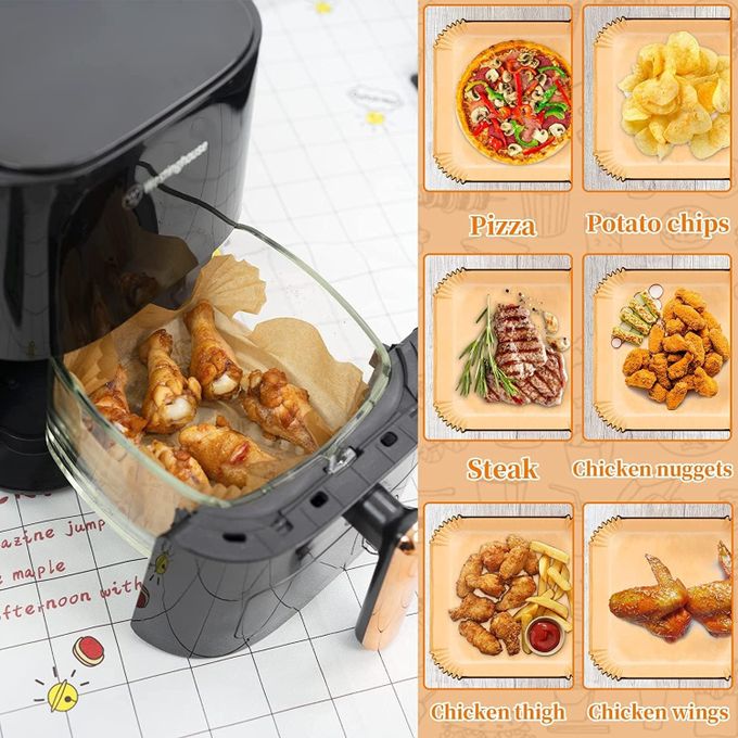 Generic Papier pour friteuse à air carré 50 pièces, papier antiadhésif pour  air fryer سلة ورقية للمقلاة الهوائية، 50 قطعة