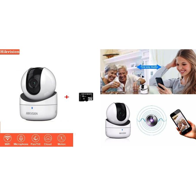 Hikvision caméra Q1 Wifi 720P CMOS IP Wi-Fi caméra PT haut-parleur intégré et SD+Carte Micro Sd 16GB