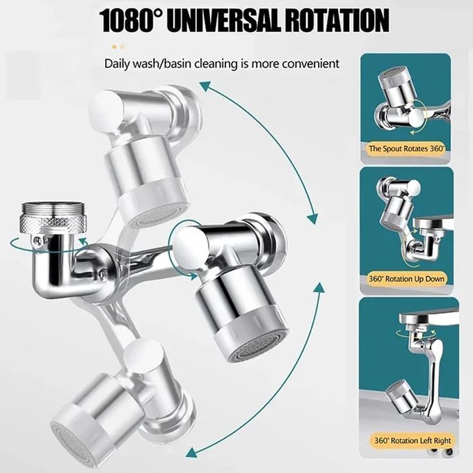 Generic Tête Extension Robinet Rotatif à 1080°,pour Lavabo Cuisine Salle de  bain à prix pas cher