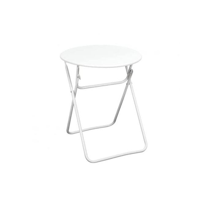 Table D Appoint Blanc Extérieur Intérieur, Métal, pliable, 42x47x42 cm