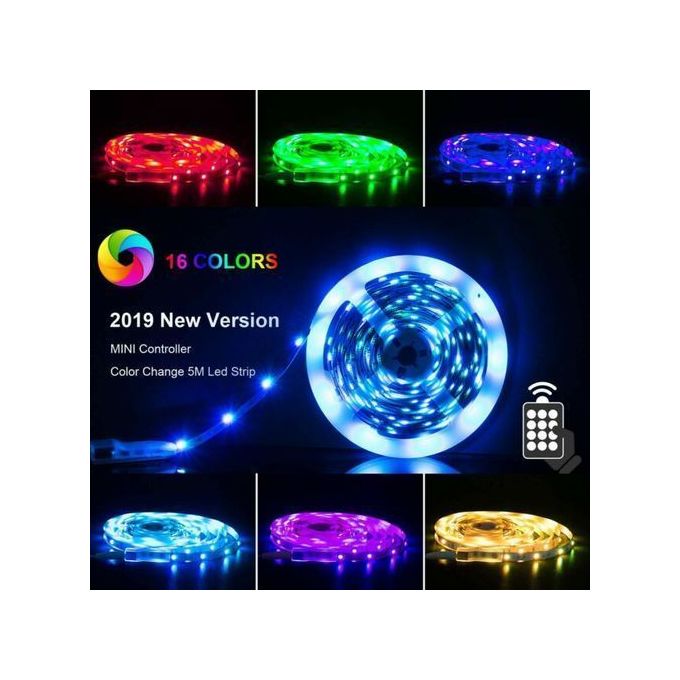 5M RGB LED Etanche Multicolor  avec Télécommande sans fil