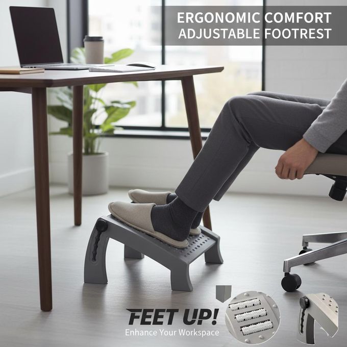Repose-Pieds Bureau Ergonomique 6 Hauteurs Réglables Avec Massage - Améliorez Votre Confort