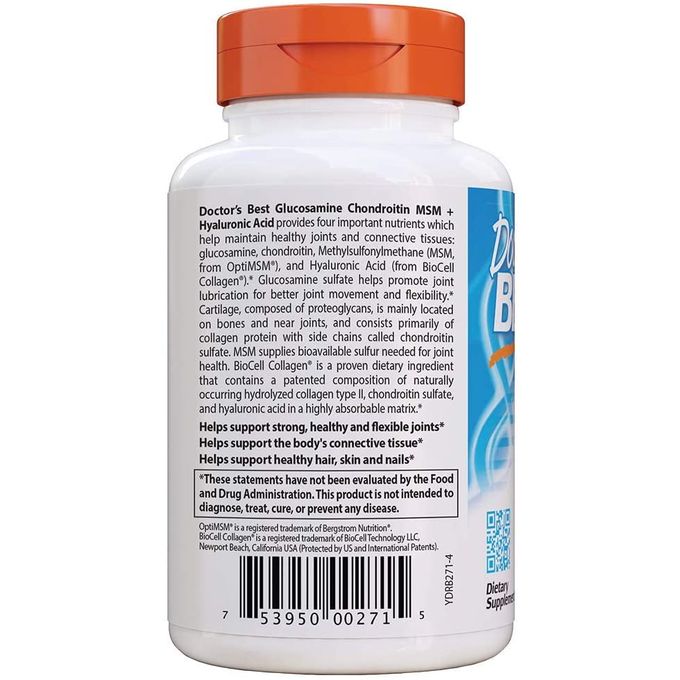 Doctor'S Best Glucosamine Chondroïtine MSM + Acide hyaluronique, 150