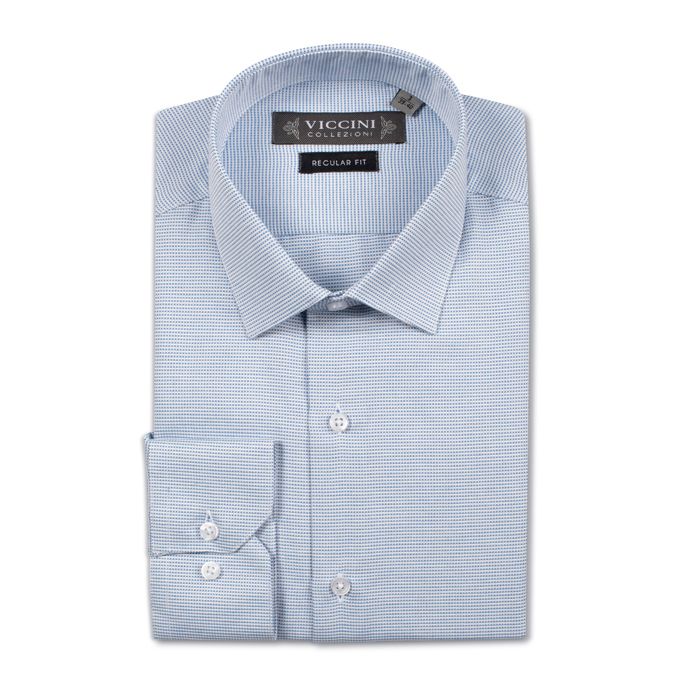 Viccini Chemise Micro Carreaux (Regular Fit) - Bleu