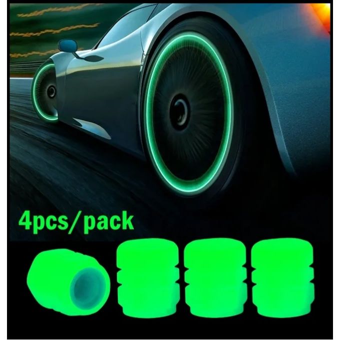 Lumineux Couvercle De Soupape Lumineux Chapeaux de Tige De Valve de Pneu  pour Voitures De Moto Universel Fluorescent de Tige De Valve de Pneu Couvre  - Type Green