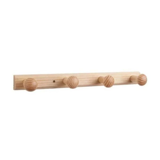 Porte Manteau en Bois Naturel 4 PATÈRES- 90 cm