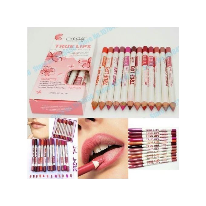 true lips Pack de 12 crayons à lèvres Avec 12 Couleurs, Best Lip Liners