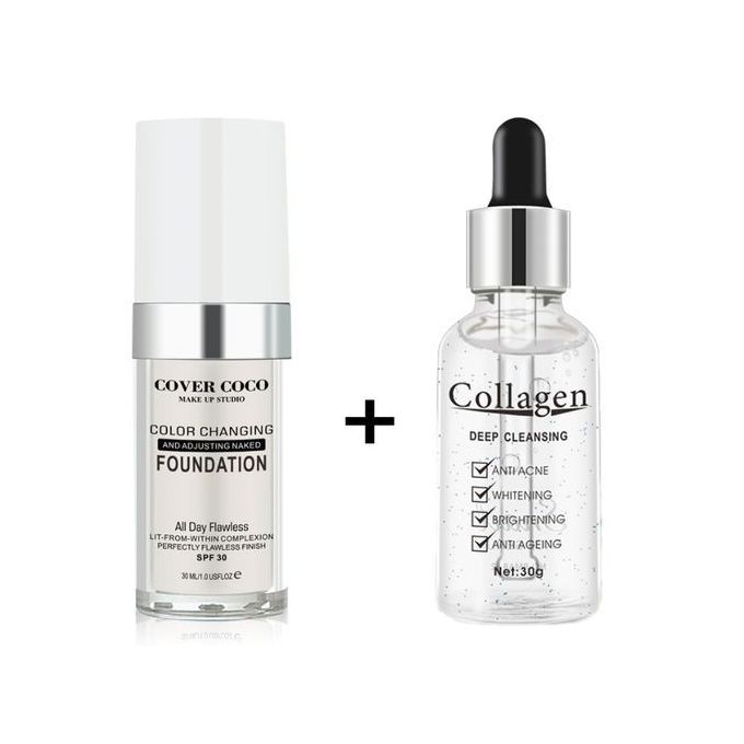 Snail Pack 1,snail Serum Collagen + 1,COCO COVER foundation