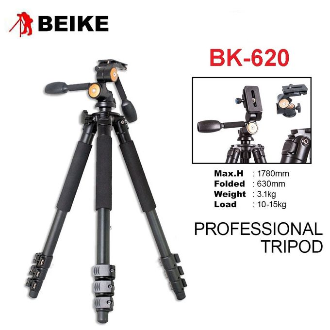 Beike BK-620 Tripod Professionnel Panoramic Tête Stable // Support Caméra Max 15kg