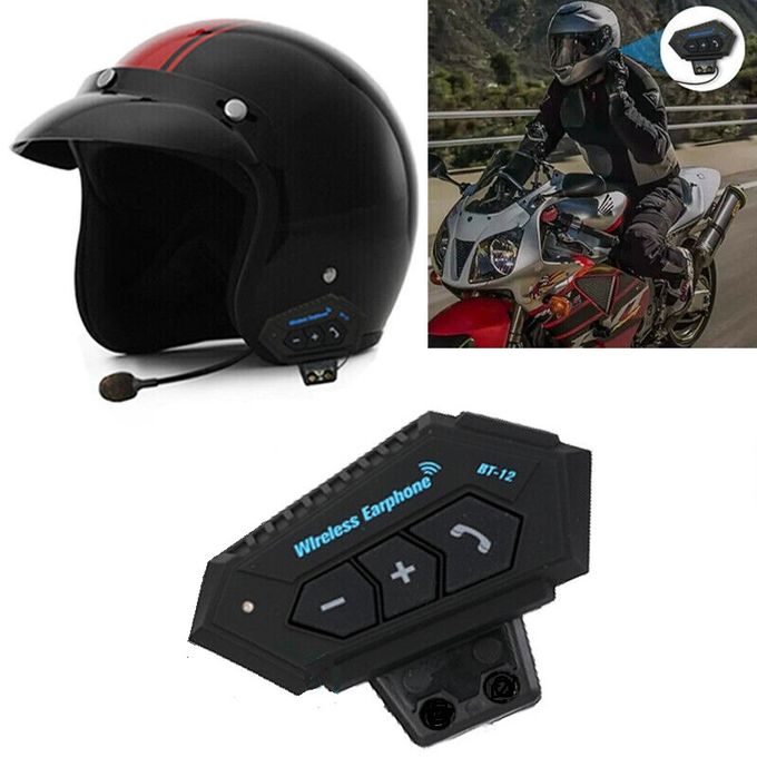 Acheter Oreillette Bluetooth pour casque de moto BT12, appareil de