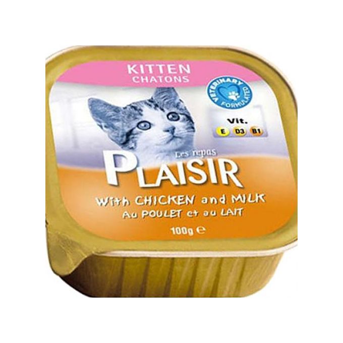 Plaisir Pâté pour Chaton Goût Poulet/Lait Repas Plaisir 100g à