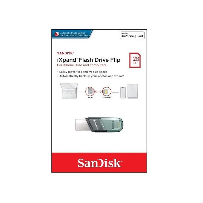 Clé USB SanDisk Mini iXpand Pour Votre iPhone 128 Go (SDIX40N-128G-GN6NE)  prix Maroc