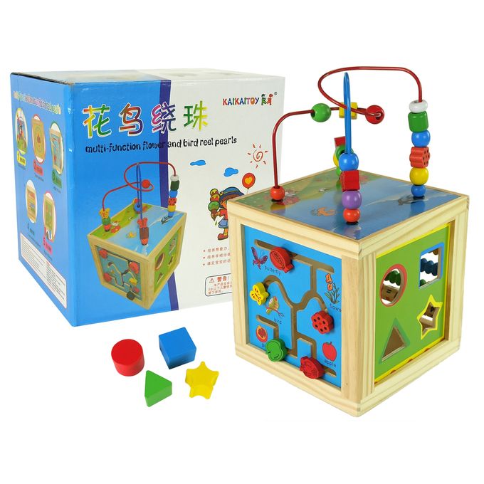 Jouet Cube D'activité en Bois pour Enfant 1 an, Jeu Perles de