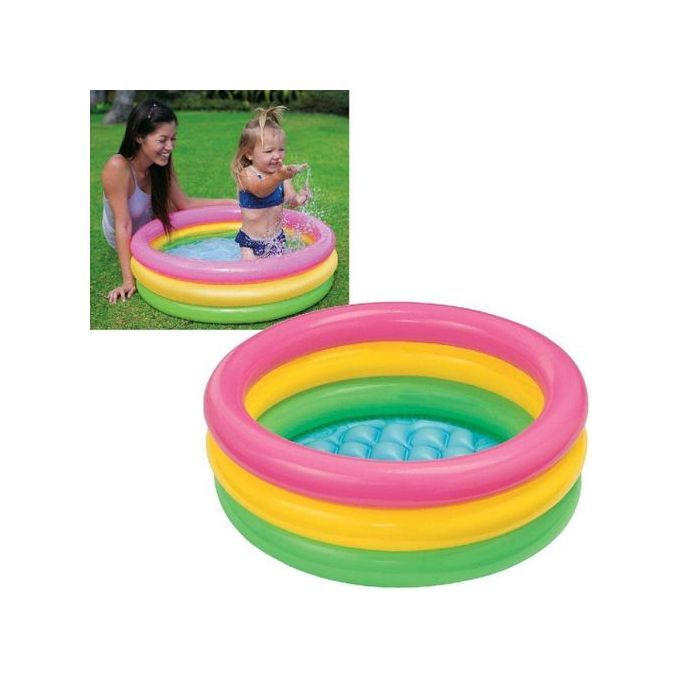 Generic Piscine A Fond Rond Gonflable A 3 Couches Couleur Arc En Ciel Pour Bebe A Prix Pas Cher Jumia Maroc
