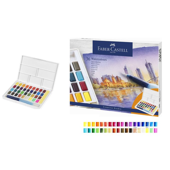 Faber Castel Peinture Aquarelle Palette 36 Couleurs Nuance Pigmentee Lumineuse Avec Pinceau A Prix Pas Cher Jumia Maroc