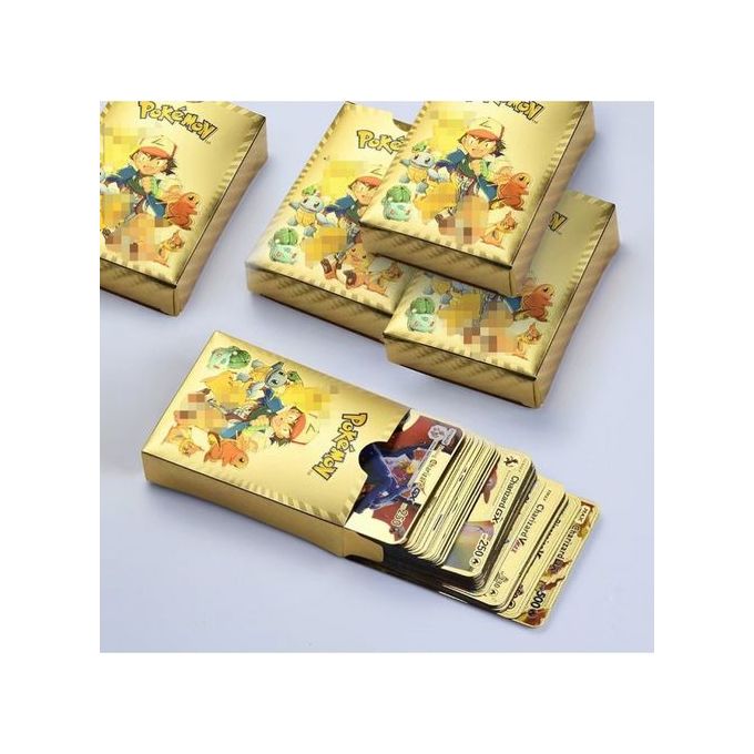 Pokemon Carte pokemon; lots de 55 en feuilles dorées; type Vmax GX Charizard اPikachu, Collection Rare