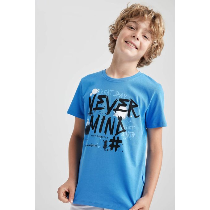 Defacto Boy Regular Fit Crew Neck Printed Short Sleeve T-Shirt