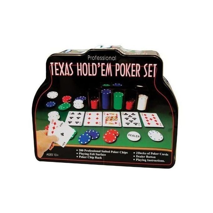 Coffret métallique Poker Professionnel " Texas Hold'Em Poker Set "