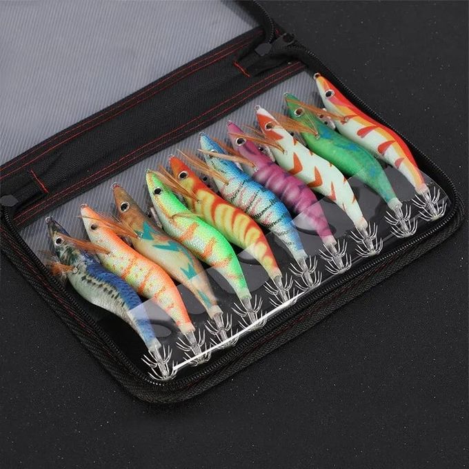 Generic Lot De 10 pièces leurre de pêche 3.0 3D yeux appât dur Wobbler  calmar avec Sac à prix pas cher