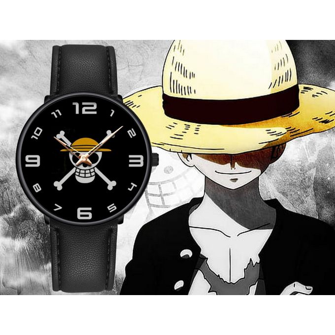 montre Anime Monkey D Luffy One Piece Montre en Cuir à Quartz avec Bande en Cuir