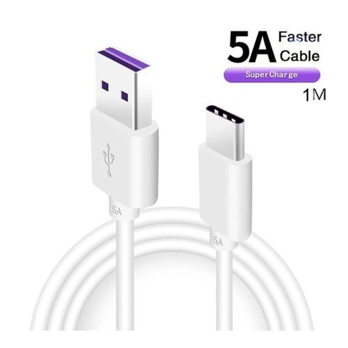 Câble de charge blanc USB-A vers USB-C.