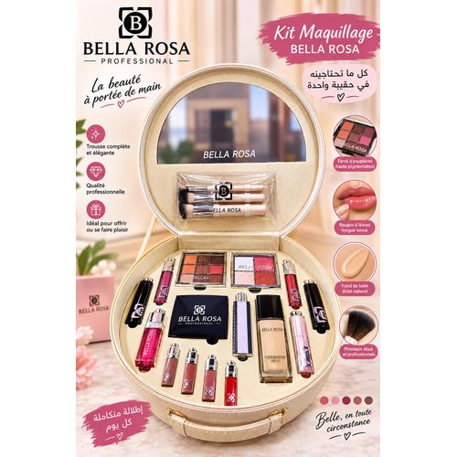 Kit de Maquillage Complet Professional – Coffret de Cosmétiques avec Palette, Rouges à Lèvres, Gloss, Fond de Teint et Pinceaux – Coffret Beauté Élégant