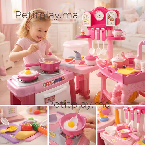 Cuisine Enfant Rose avec Chariot & Accessoires