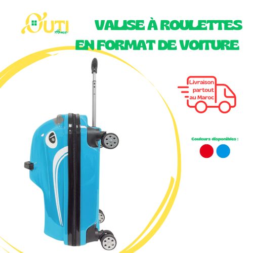 Valise à roulettes en format de voiture pour enfants - Bleu