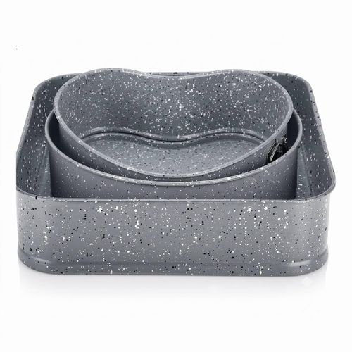 Set Moules gateaux 3 pieces granit. - gris