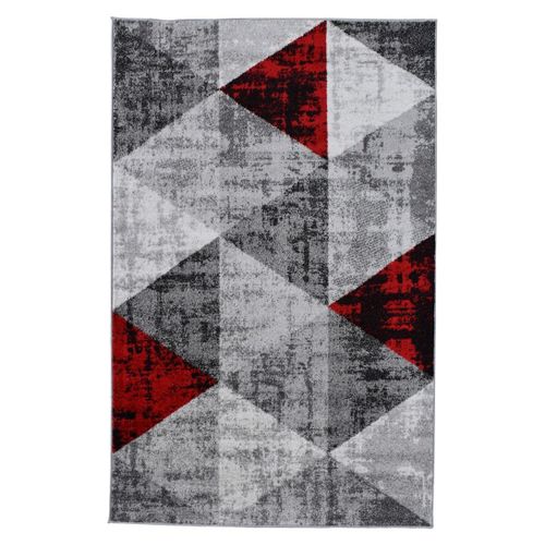 Tapis SOLTAM rouge, gris, noir, écru 150x220