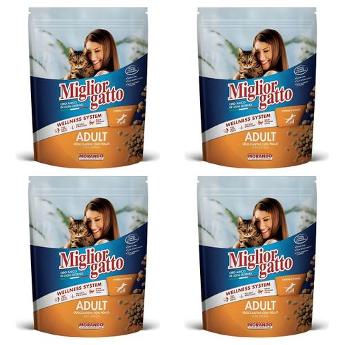 Lot de 4 - Croquettes Pour Chat Adulte Au Poulet - Alimentation Complète Pour Chats - Morando