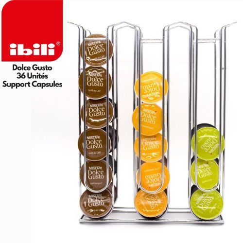 780110 Distributeur Capsules Dolce Gusto 36 Capsules, Support de Rangement en Acier Chromé, Organisateur Compact Moderne, Porte Capsules Élégant pour Comptoir Café