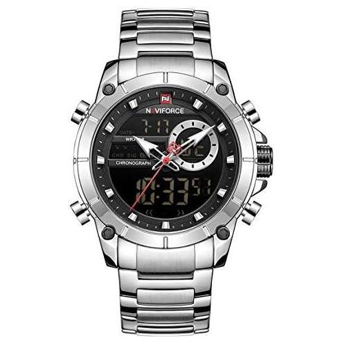 Montre Digitale Chronographe originale classique de luxe et sport métallique en acier inoxydable pour homme