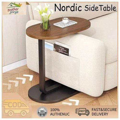 able d’Appoint en Bois MDF en Forme de C – Design Compact et Moderne – Glissable sous Canapé, Lit ou Bureau – Table Multifonctionnelle pour Salon, Chambre, Chevet, Support PC – Facile à Monter et Durable pour Petits Espaces