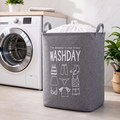 Panier à linge pour Vêtements, panier de Rangement Rectangulaire Pliable – Sac à Linge Sale Grande Capacité en Tissu – Organisateur Vêtements, Jouets et Accessoires, Couleur Gris