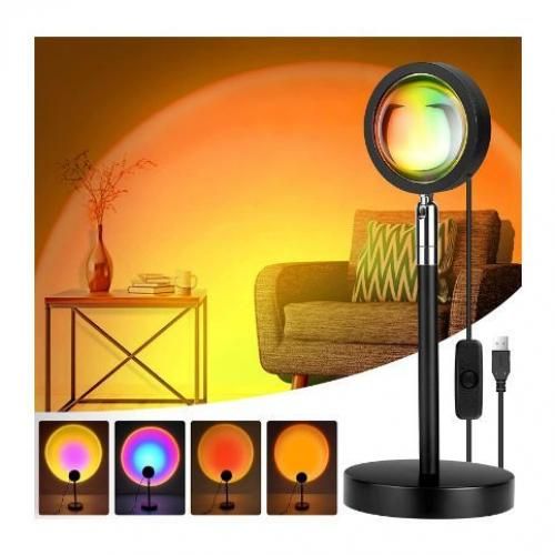 Lampe de projection Sunset, Rotation à 180, USB,Éclairage d'ambiance romantique