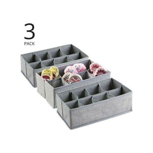 lot de 3 Boîte de Rangement en Tissu à Compartiments – Organisation Élégante et Pratique