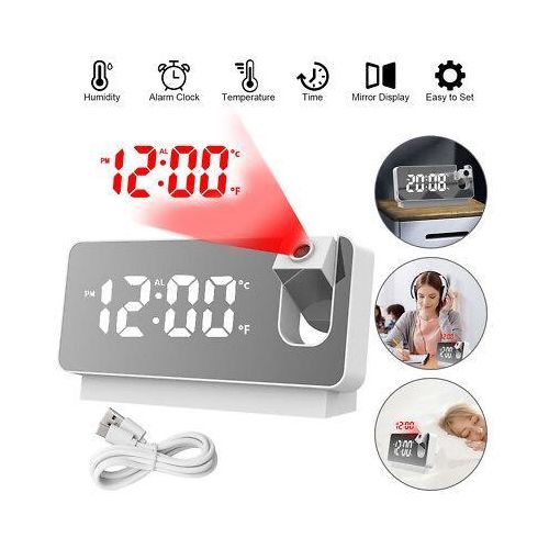 Réveil Projecteur avec projection,Réveil multifonction avec écran LED pour chambre à coucher,