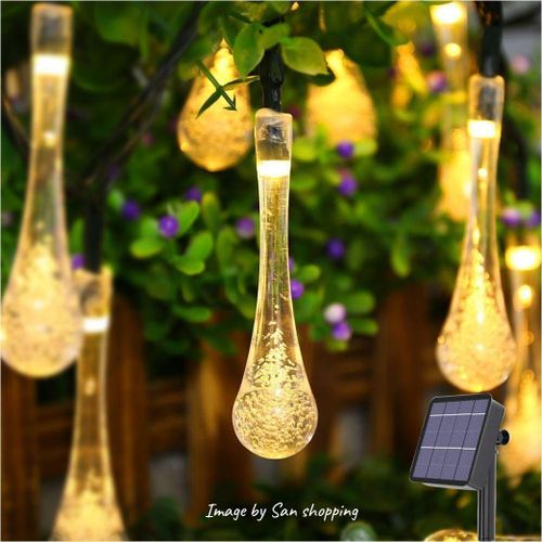 5M 20 LED Solaire Gouttelette Ampoule Guirlande Lumineuse Extérieure Étanche Guirlande De Noël Jardin Lumière Pelouse Cour Lampe Solaire Décoration