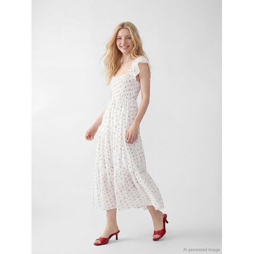 Robe en popeline à volants florale