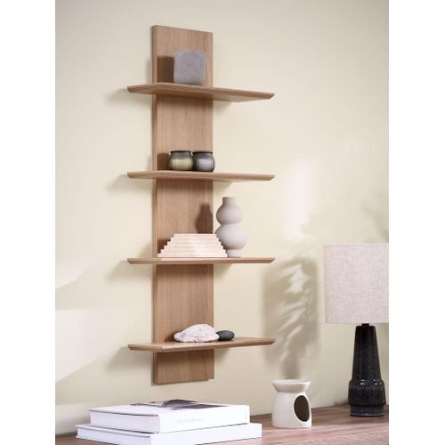 Étagère Murale 4 Niveaux Chêne Naturel Scandinave 40x92x15cm Rangement Salon Chambre Bureau Design Moderne