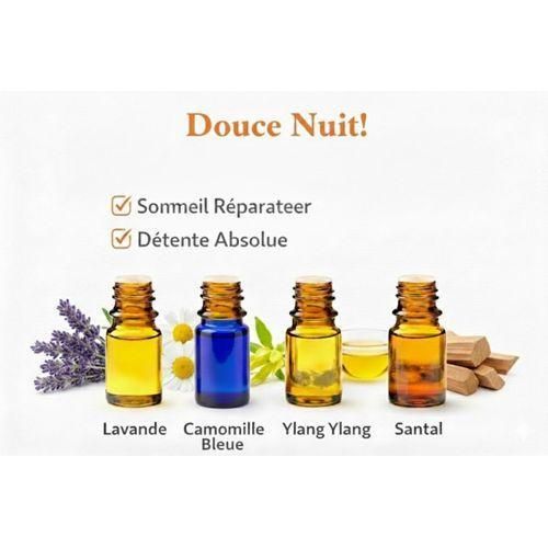 Coffret Coffret Huiles Essentielles pour Sommeil & Relaxation – Lavande, Camomille Bleue, Ylang Ylang, Santal – Idéal Diffuseur d’Huiles Essentielles – Relaxation & Sommeil Profond 10ml