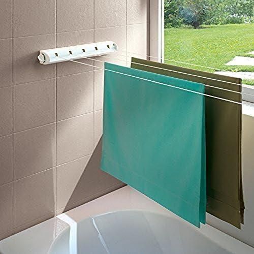 حبل غسيل قابل للسحب ومثبت على الحائط غير مرئي - لتجفيف الملابس الداخلية بشكل قابل للتمدد، مدمج وموفر للمساحة