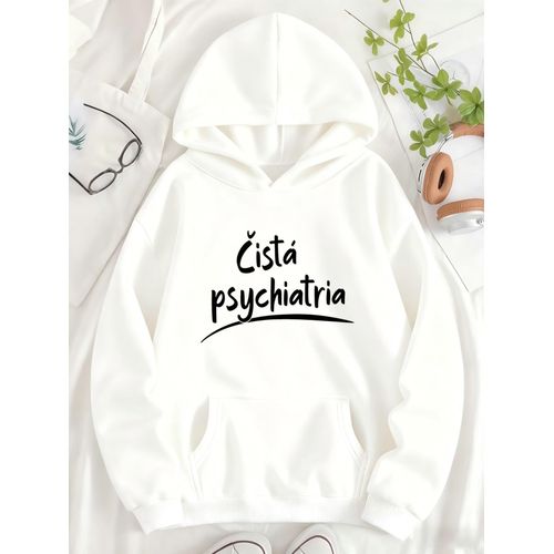 Le sweat à capuche pour femmes avec impression Čistá Psychiatria et poche doublée