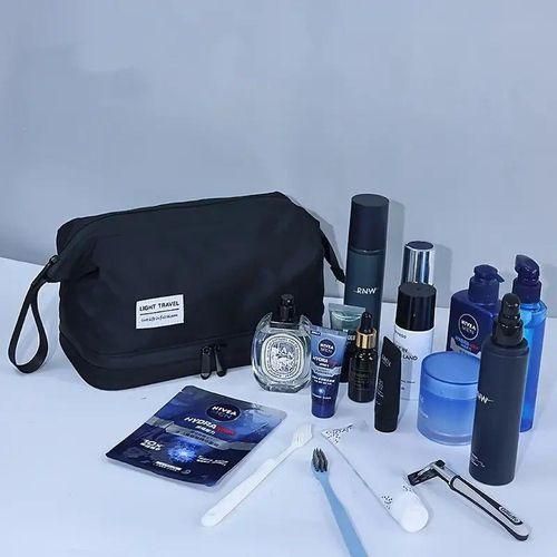 Trousse de toilette étanche de grande capacité pour hommes d'affaires, sac de rangement de voyage portable pour cosmétiques et vêtements essentiels